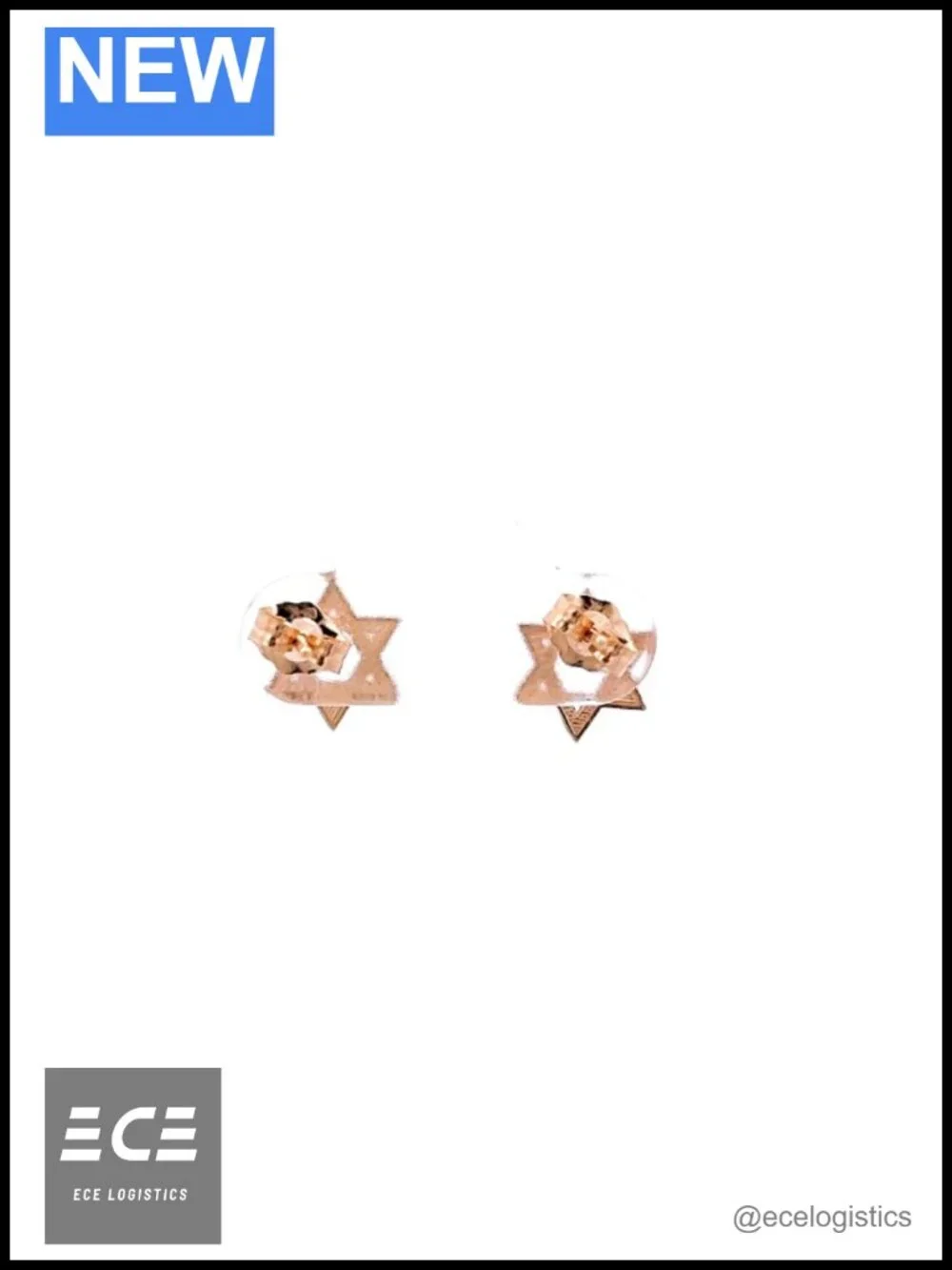 10K Yellow Gold Dainty Milgrain Jewish Star of David Stud Earrings